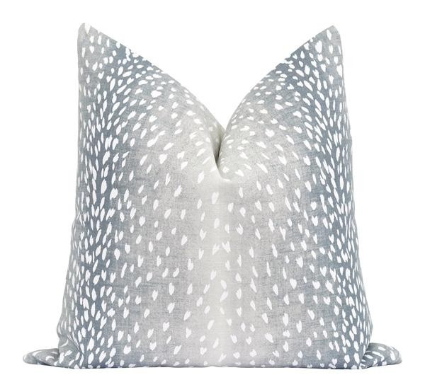 Aqua Antelope Fawn Deer Print Linen Pillow | Land of Pillows