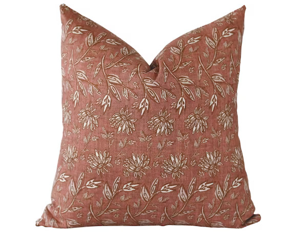 Terracotta Pillow Cover Floral Pillow Covers 20x20 Spring | Etsy | Etsy (US)