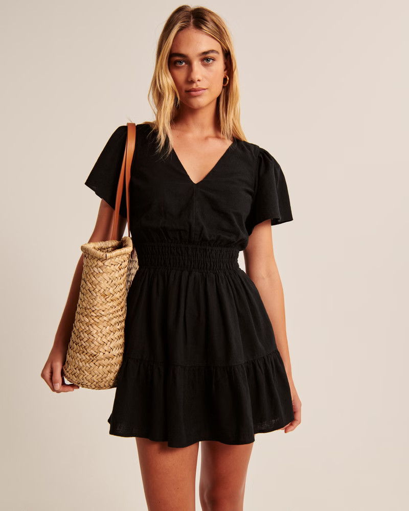 Smocked Waist Tiered Mini Dress | Abercrombie & Fitch (US)