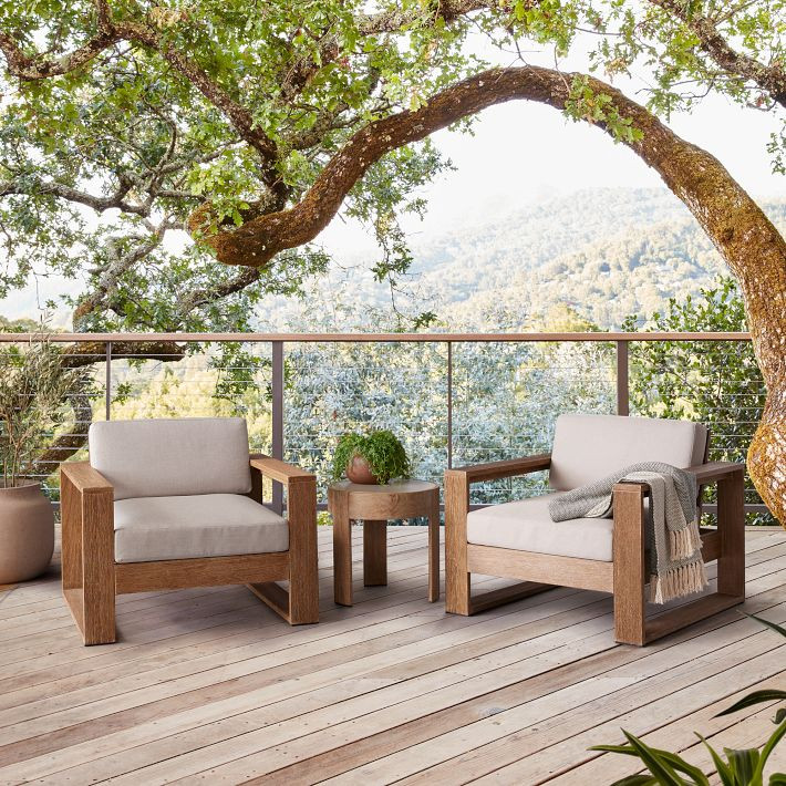 Portside Outdoor Lounge Chairs & Round Side Table Set | West Elm (US)