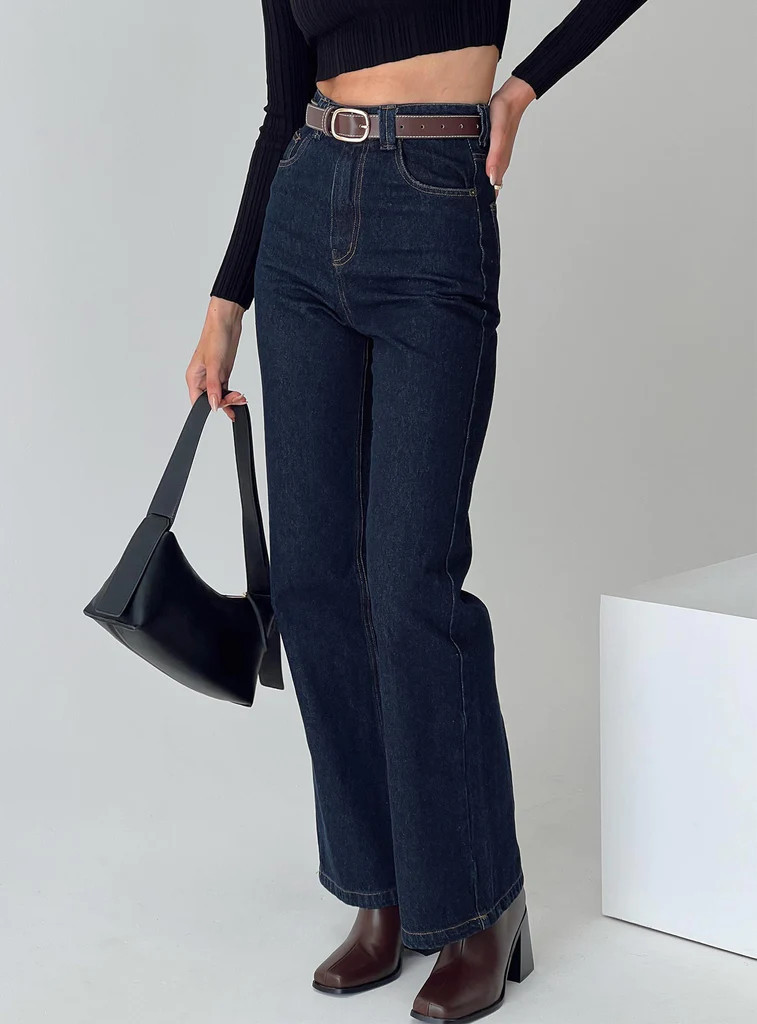 Zephee Wide Leg Jeans Dark Wash | Princess Polly AU