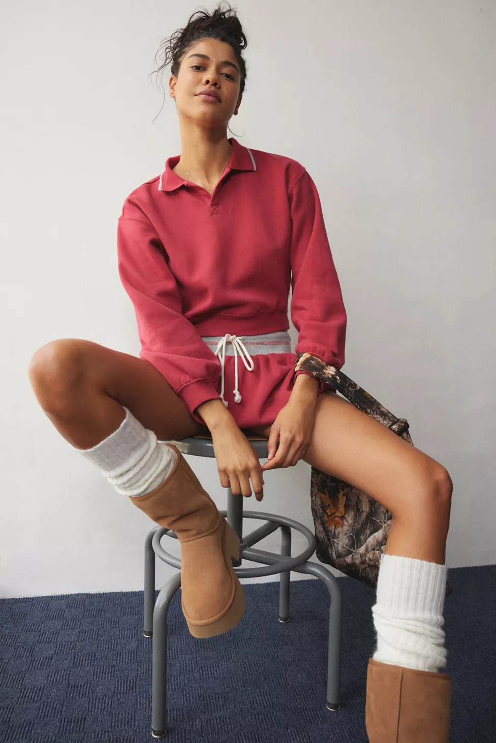 Out From Under Maya Cropped Long Sleeve Polo Top | Urban Outfitters (US and RoW)