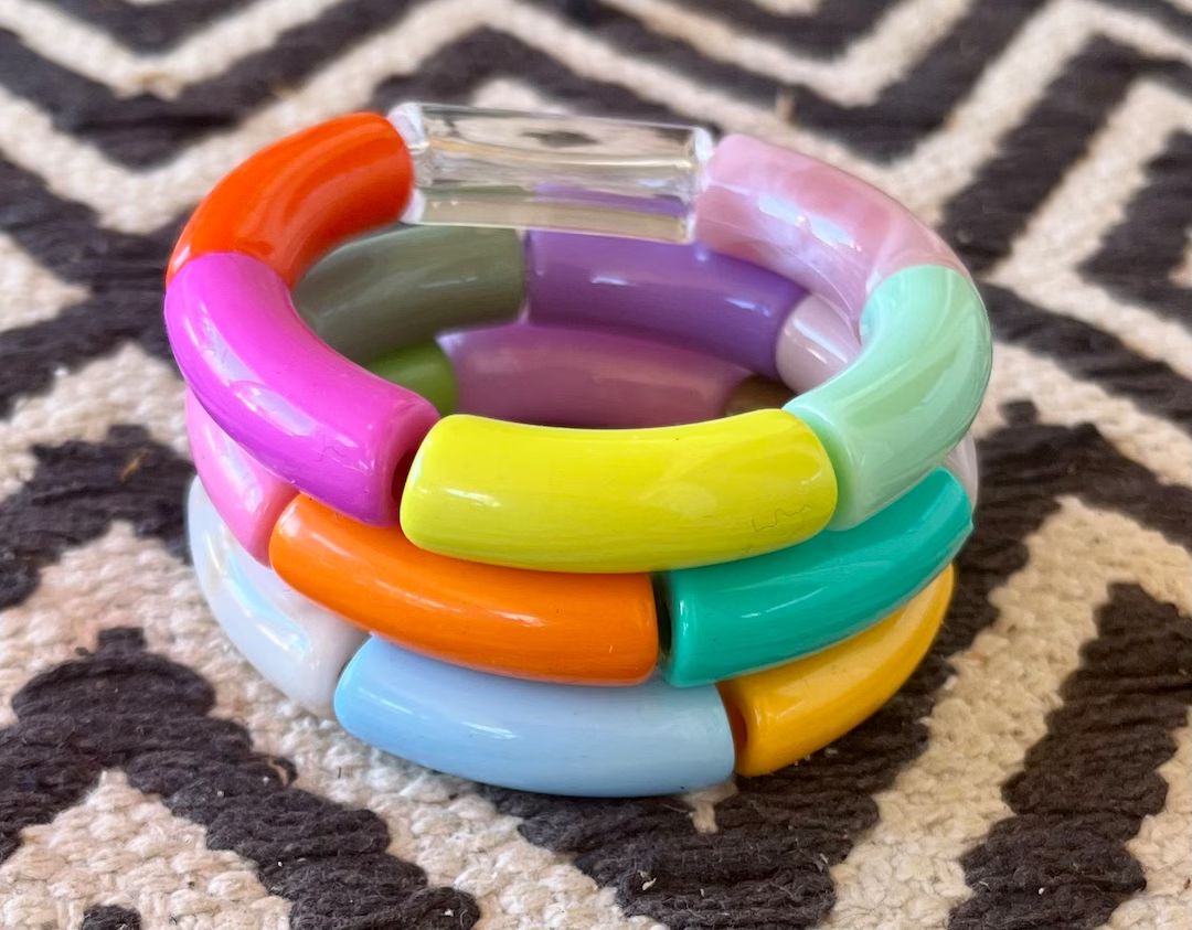 HappyStack Bracelets, Colorful bracelets, waterproof bracelets, acrylic bracelets, Mother’s Day... | Etsy (US)