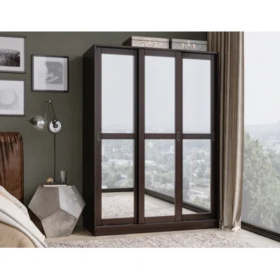 Khalyla Palace Imports 100% Solid Wood 3-Sliding Wardrobe Armoires with Mirrored Doors | Wayfair North America