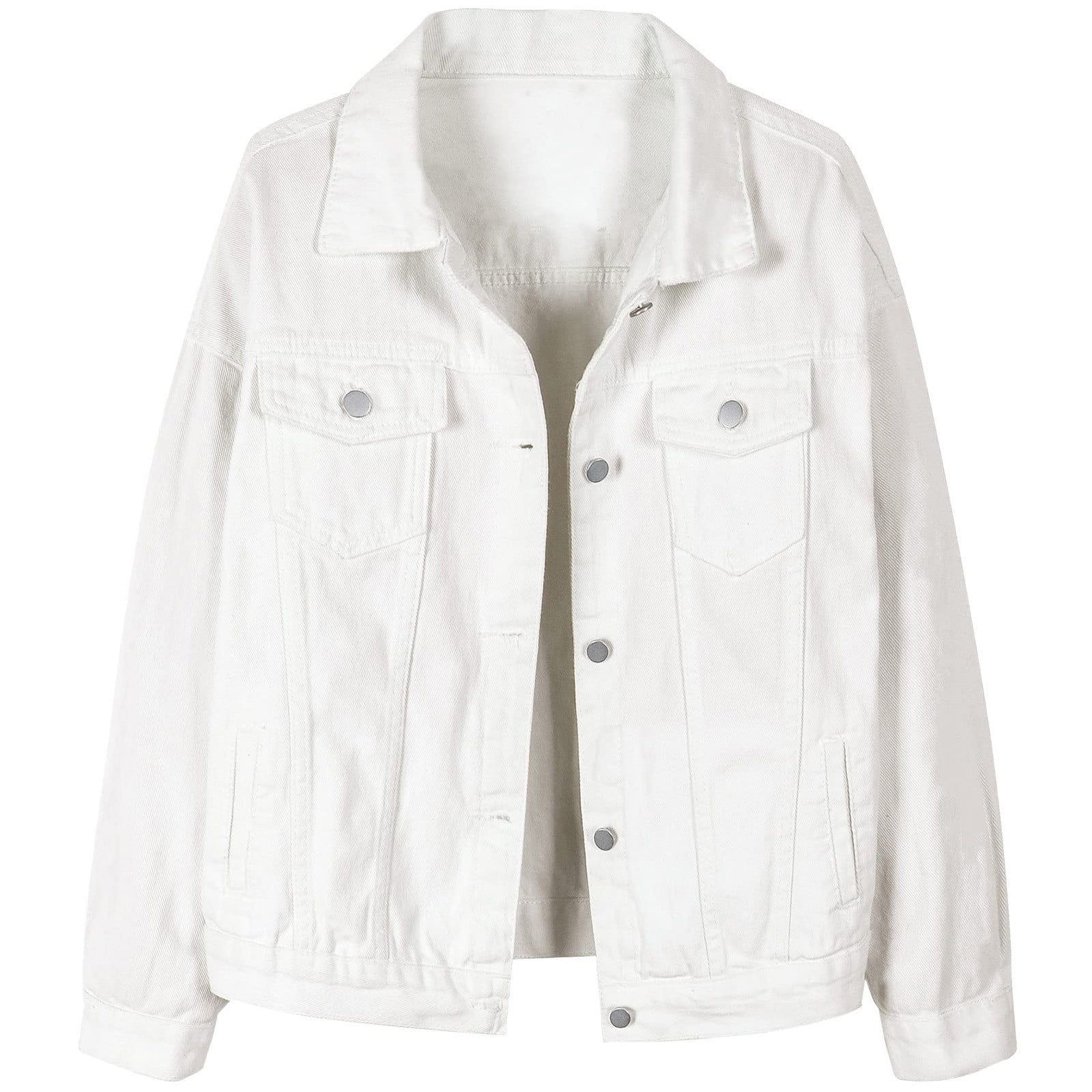 TWGONE Fashion Womens Basic Button Down Denim Jean Jacket Cropped Denim Jacket With Navel - Walma... | Walmart (US)