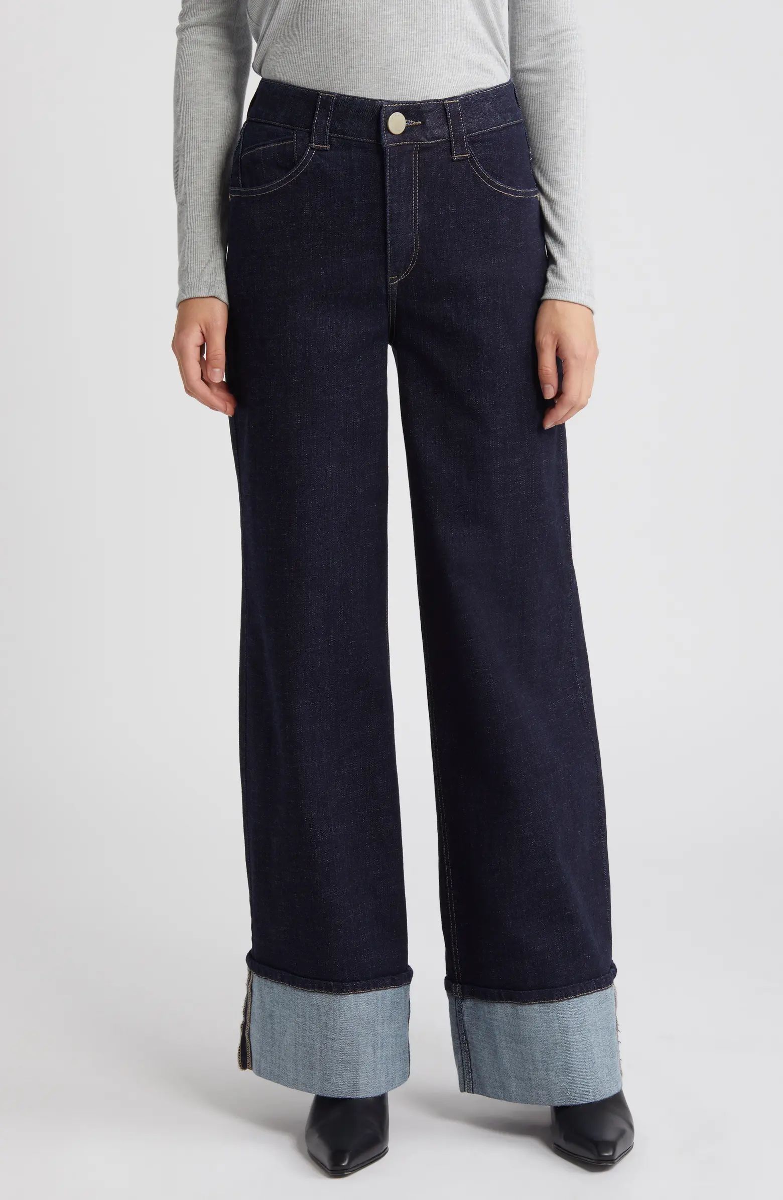 'Ab'Solution Skyrise Cuffed Wide Leg Jeans | Nordstrom