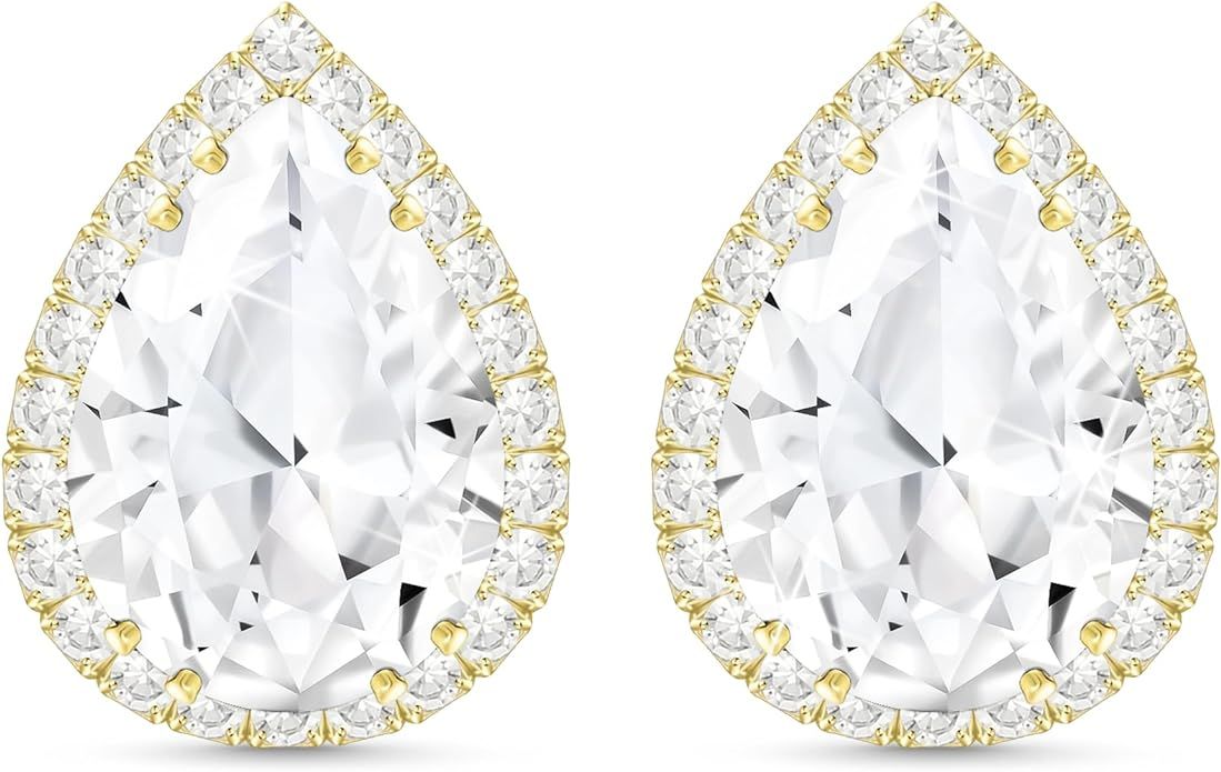 Linawe Women Stud Earrings, Teardrop Diamond Moissanite Cubic Zirconia Earrings Studs Rhinestone ... | Amazon (US)