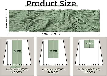 FEXIA Table Runner Sage Green Cheesecloth 35x120 Inches for Baby Shower Decoration Gauze Rustic T... | Amazon (US)
