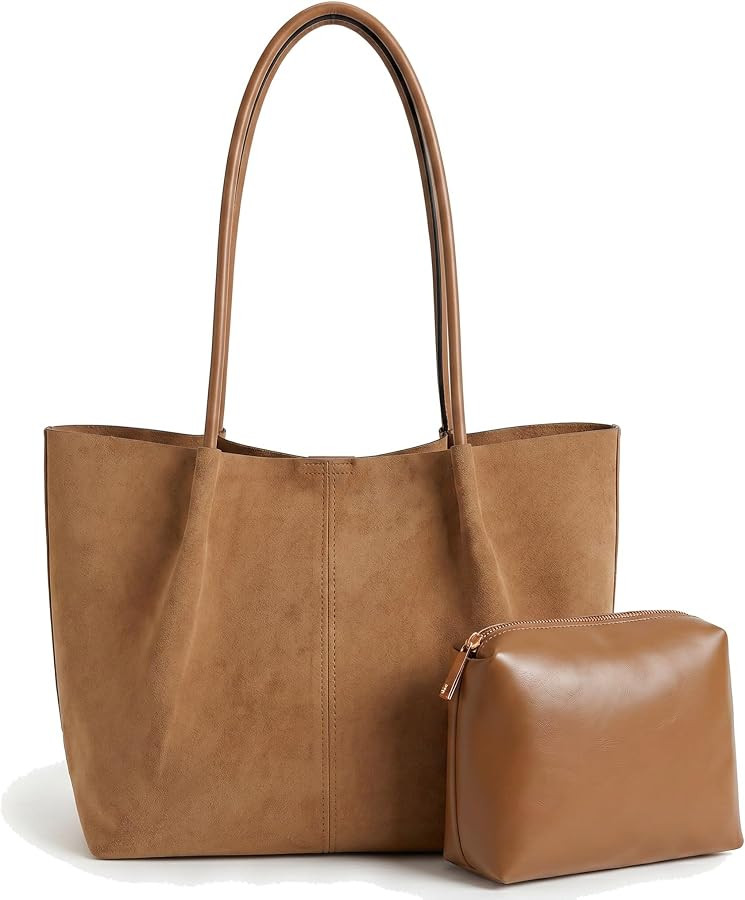 Suede Bags Women, Work Tote, Laptop Bag Fits15.6"Laptop, Large Work Shoulder Bags, Magnetic Closu... | Amazon (US)