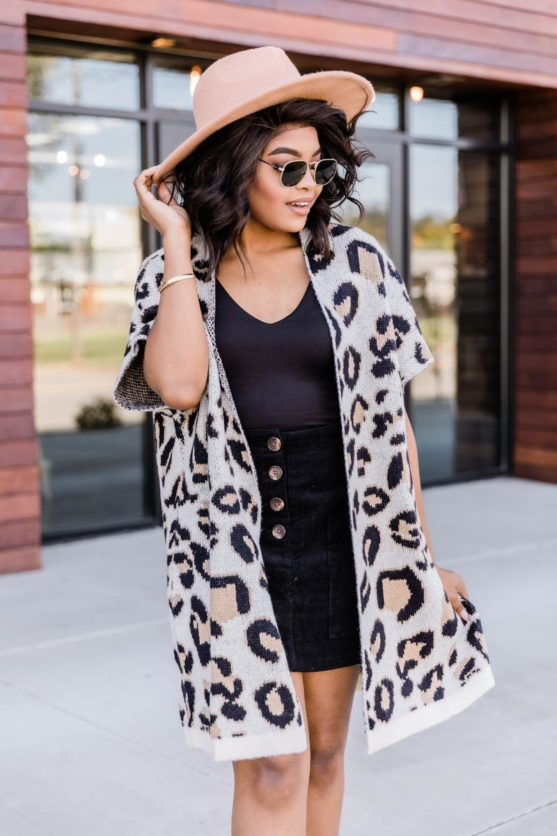 Secret Love Notes Animal Print Brown Cardigan DOORBUSTER | The Pink Lily Boutique