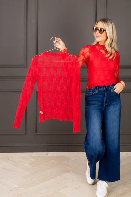 Making Memories Red Lace Layering Top | The Willow Tree