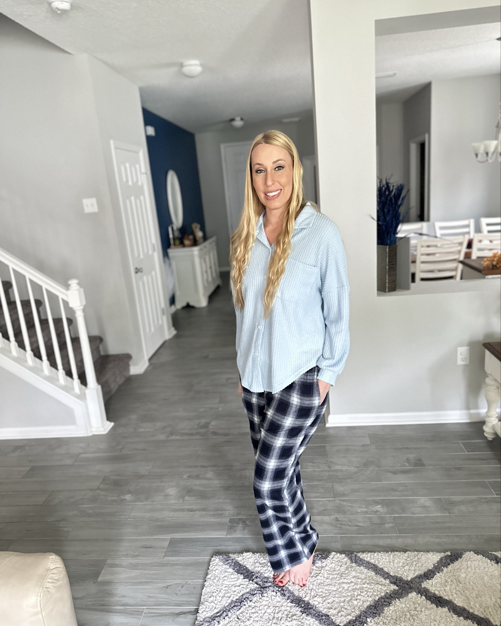 When you just want to be comfy 
🩵 oversized waffle knit top, wearing size small and it fits true to size 
🩵 plaid pants are so soft and comfy, fits true to size 

#LTKFindsUnder100 #LTKFindsUnder50 #LTKStyleTip