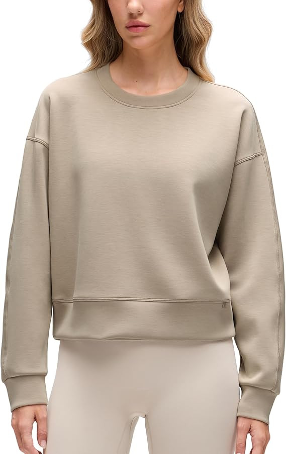 CRZ YOGA SoftAura Pullover Sweatshirt for Women - Crewneck Workout Casual Basic Fall Sweat Shirts | Amazon (US)
