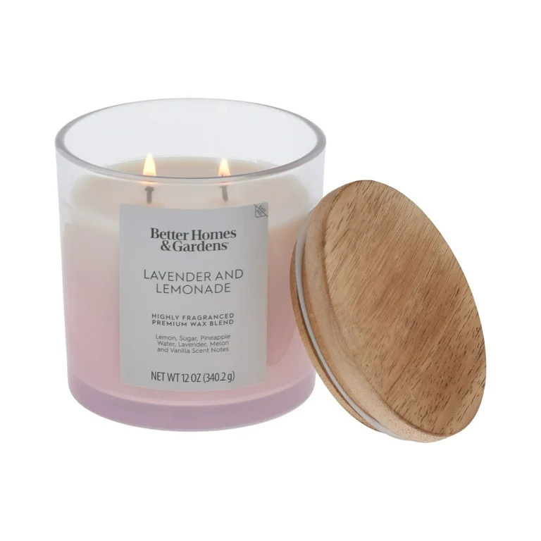 Better Homes and Gardens Lavender and Lemonade Scented 2-Wick Ombre Jar Candle 12oz. | Walmart (US)
