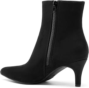 DREAM PAIRS Women's Kitten Heel Ankle Boots Pointed Toe Side Zipper Fall Leather Ankle Booties fo... | Amazon (US)