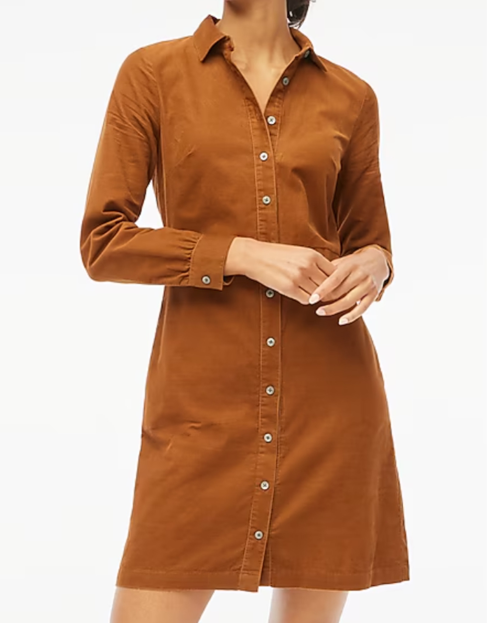 Long sleeve button up corduroy mini dress in ‘vintage brandy’ from jcrew factory 
Amber
House of colour / Autumn 

#LTKWorkwear #LTKStyleTip #LTKFallSale