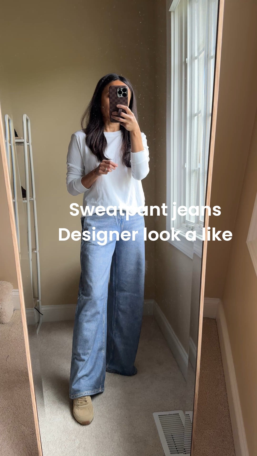 Sweatpant jeans. Designer look a like. 
The best option to the popular designer version that I’ve tried. Size down. Consider petite length in this option if you are 5’4 and under  

#LTKFindsUnder100 #LTKSaleAlert #LTKOver40