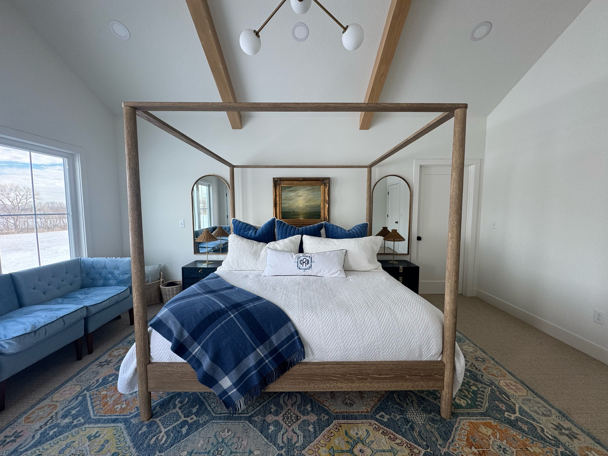 Primary bedroom furniture & decor☁️💙

The plaid throw, mirrors and lamps are from HomeGoods but I linked similar options. 

Canopy Bed | Whire Oak Bed | Blue Bedroom | Blue & White | Navy Bedside Tables

#LTKHome #LTKSaleAlert