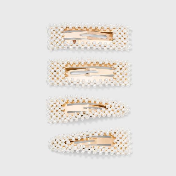 Pearl White Gold Snap Clip 4pc - A New Day™ Pearl | Target