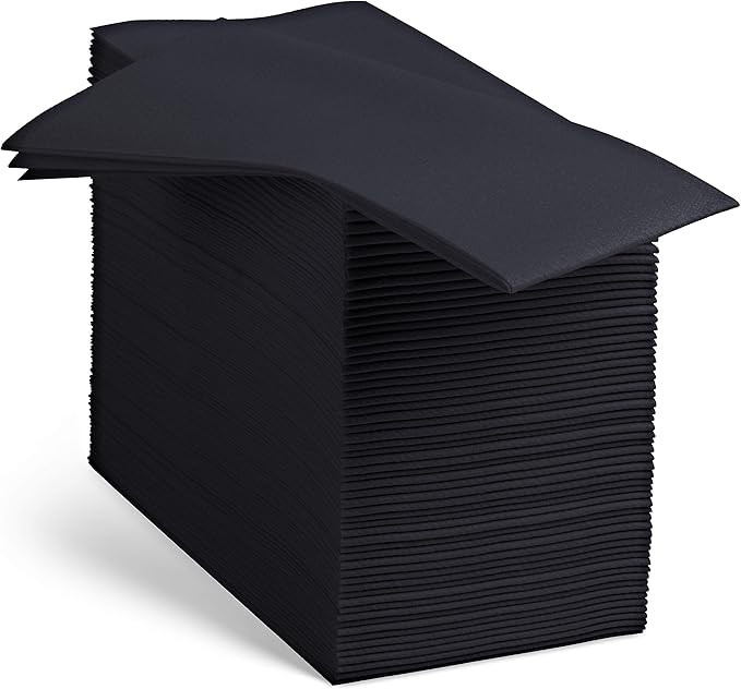 100 Linen-Feel Black Paper Napkins - Decorative Cloth-Like Black Dinner Napkins - Soft And Absorb... | Amazon (US)