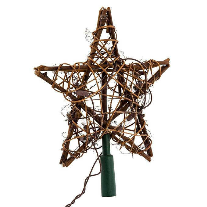 Kurt Adler 10 Light Indoor Rattan Natural Star Treetop | Amazon (US)
