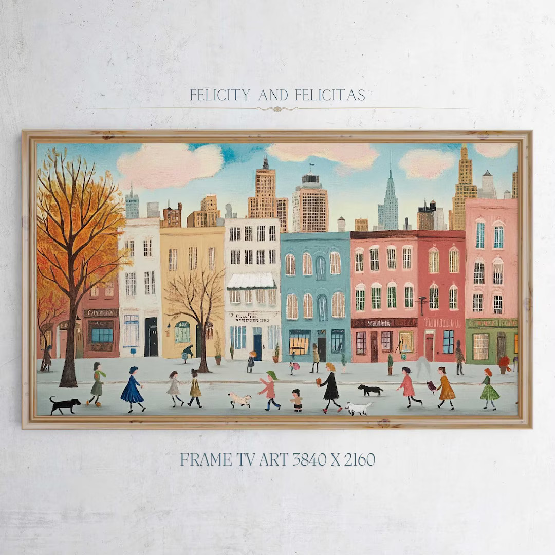 Cozy Autumn Samsung Frame TV Art, Cityscape TV Art, Fall Decor, Warm Tone Cottagecore Decor, Neut... | Etsy (US)