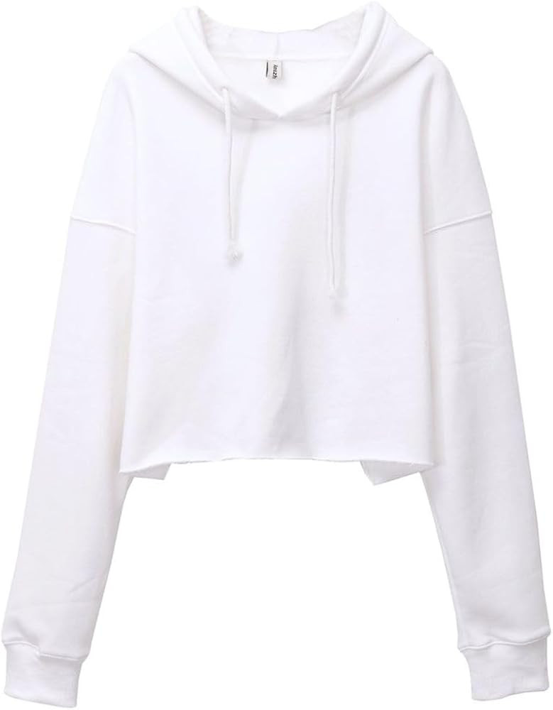 Amazhiyu Women's Cropped Hoodies Long Sleeves Fleece Crop Top Sweatshirt with Hooded | Amazon (US)
