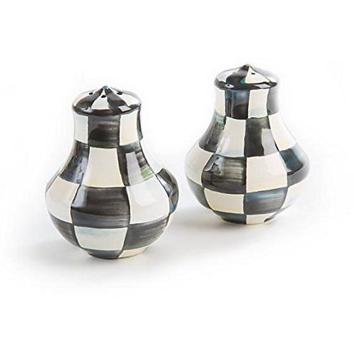 MacKenzie-Childs Salt and Pepper Shaker - Black and White, Enamel Courtly Check Print Set of 2 Mi... | Walmart (US)