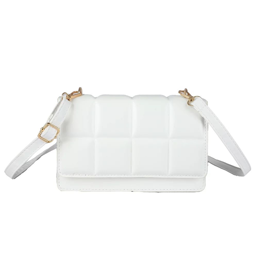 Women Chocolate Square PU Flap Shoulder Bag Small Messenger Crossbody Handbags White | Walmart (US)