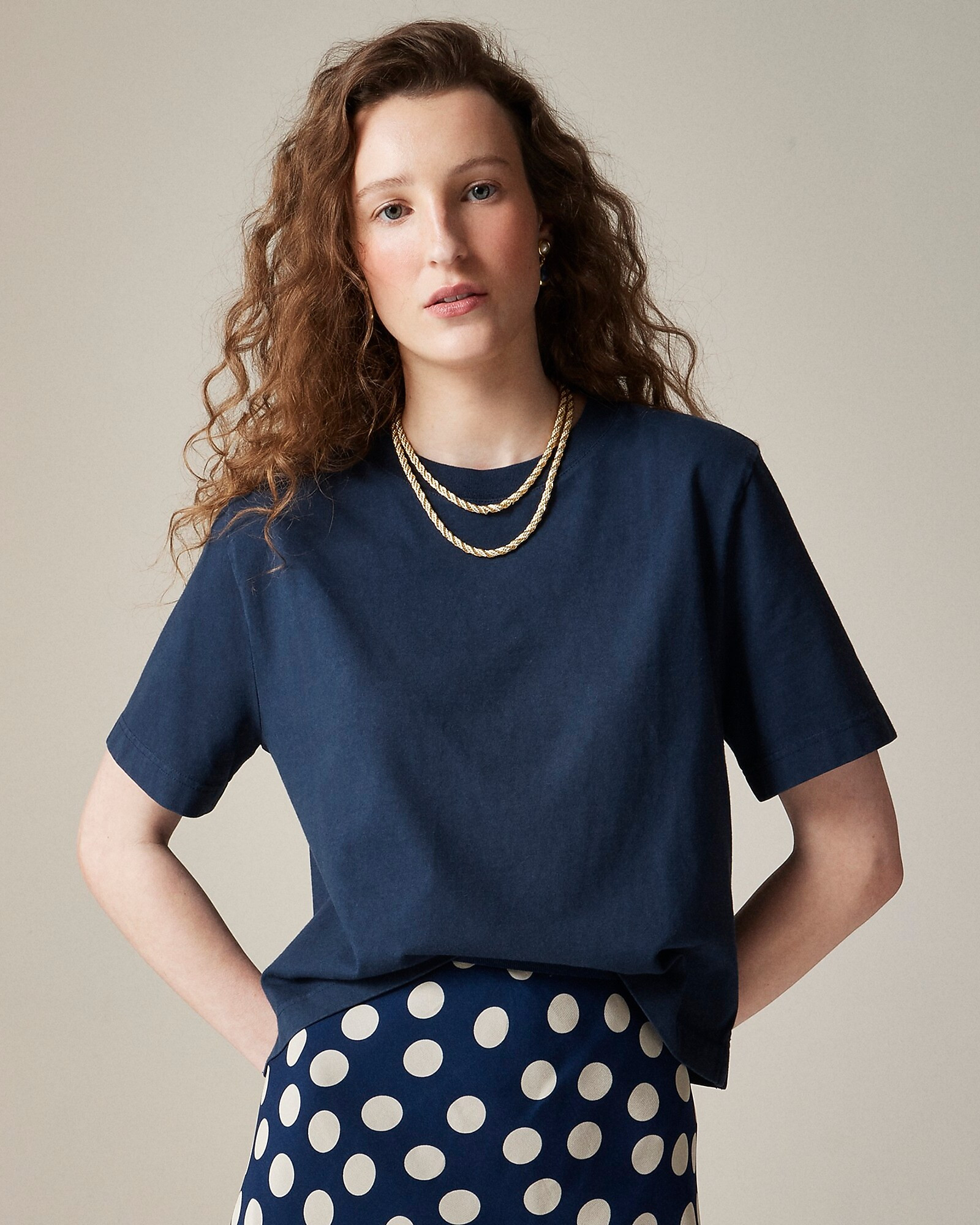 Relaxed premium-weight cropped T-shirt | J. Crew US