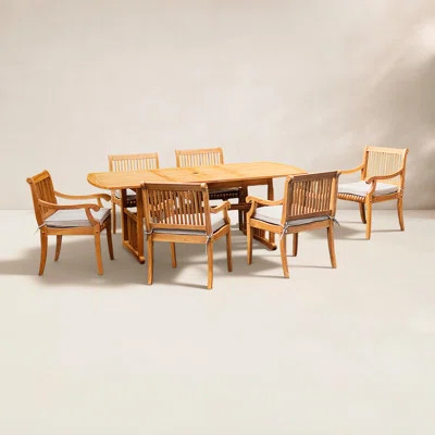 Summerton 6 - Person Extendable Teak Patio Dining Set With Cushions | Wayfair North America