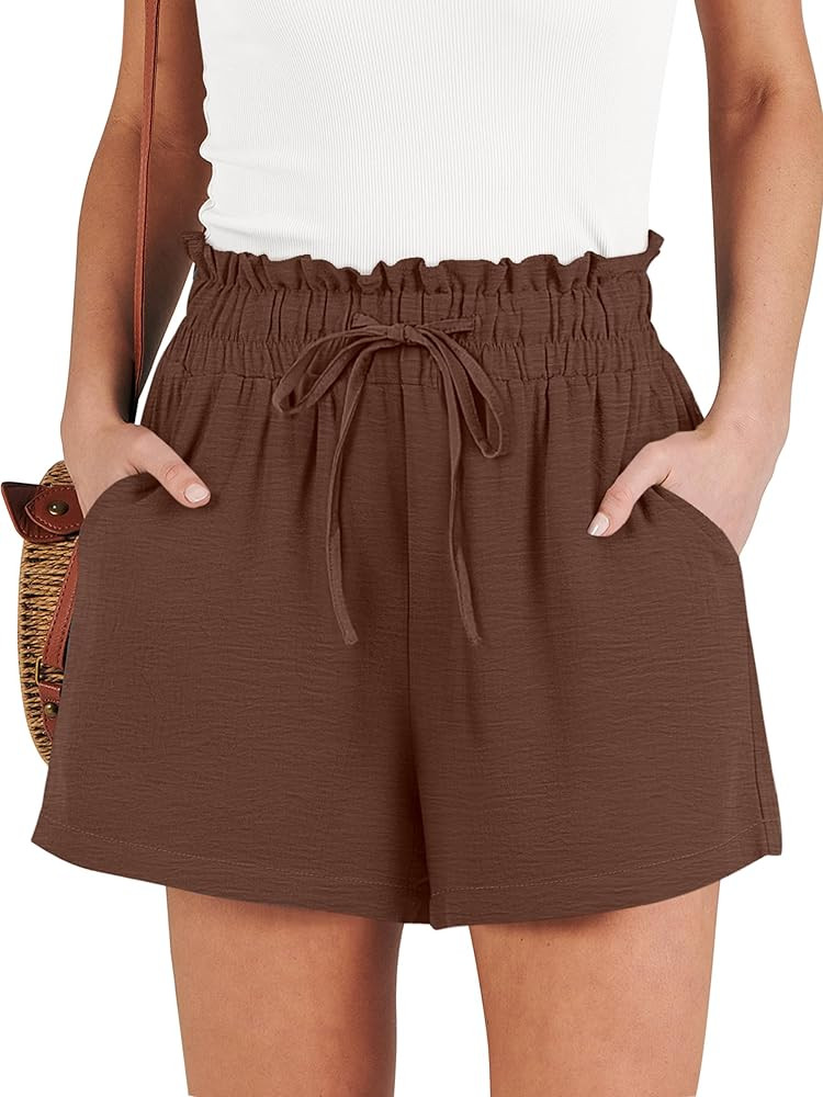 ANRABESS Shorts for Women Summer Casual High Waisted Wide Leg Drawstring Lounge Shorts Comfy 2026... | Amazon (US)