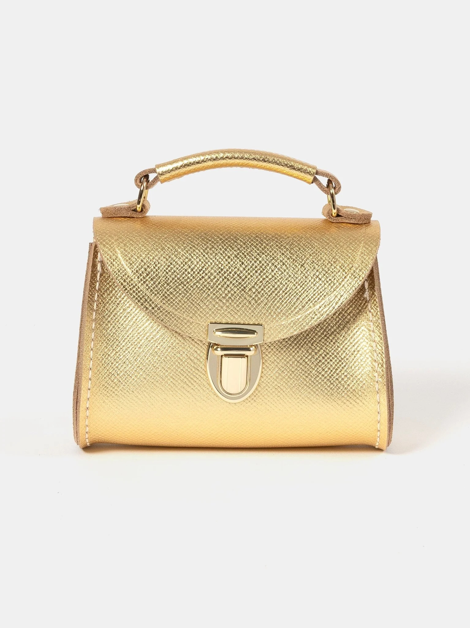 The Micro Poppy - Foil Gold Saffiano | The Cambridge Satchel Company