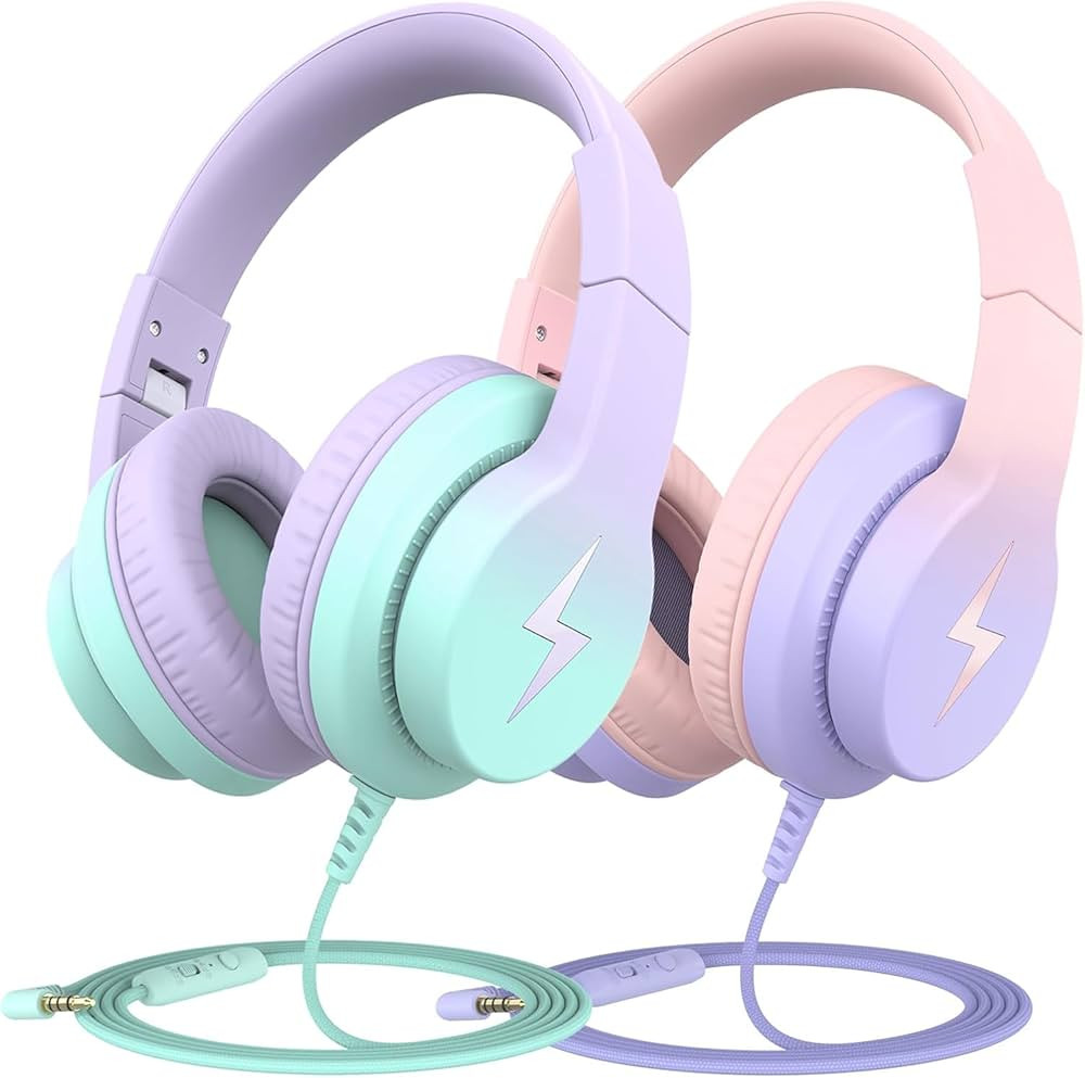 2 Pack Kids Headphones, Wired Headphones for Kids Over Ear with Microphone, 85/94dB Volume Limite... | Amazon (US)