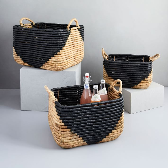 Woven Seagrass Baskets - Natural &amp; Black | West Elm (US)