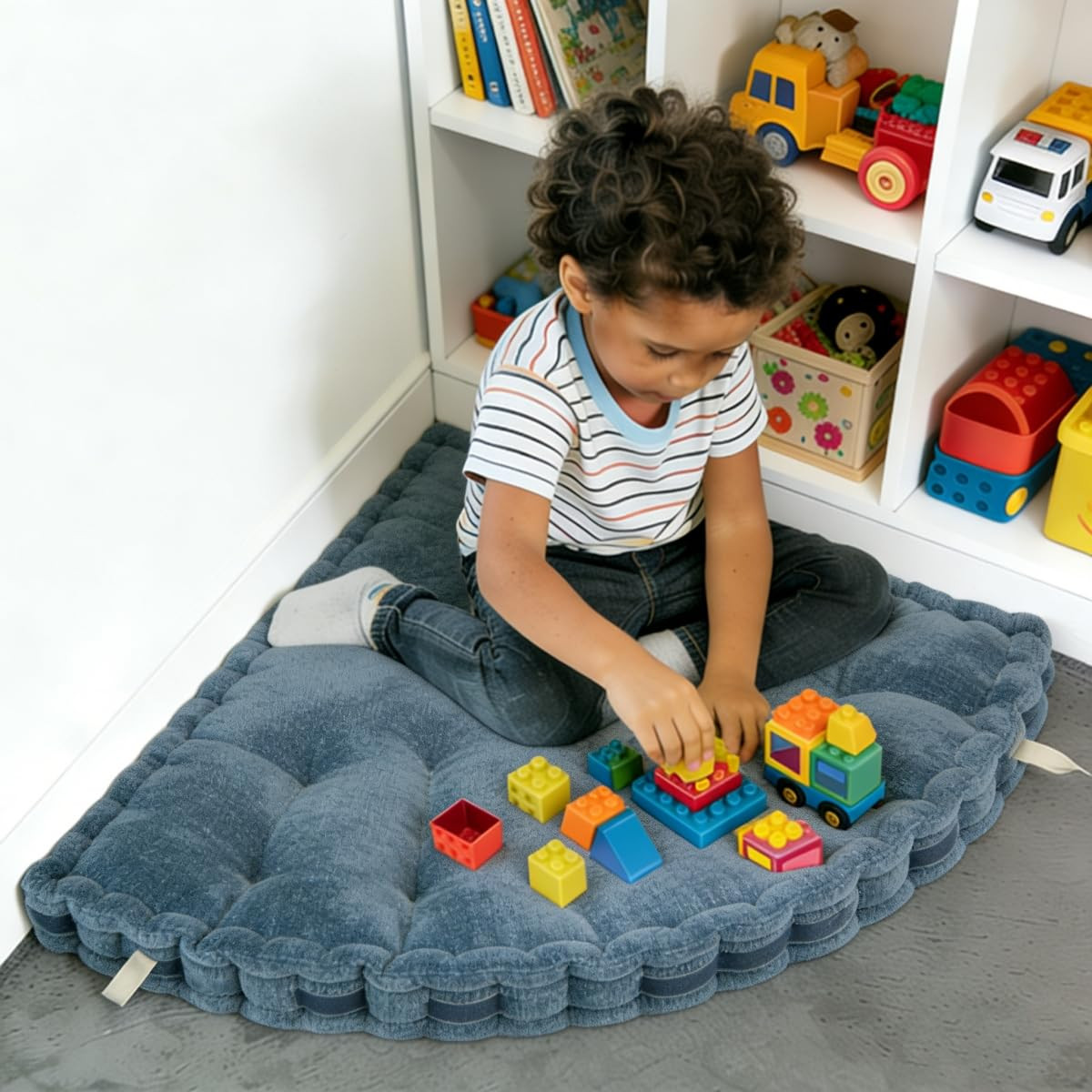 Fan-Shaped Floor Cushion Corner Nook Floor Pillow, Meditation Cushion for Sitting or Yoga, Kids P... | Amazon (US)