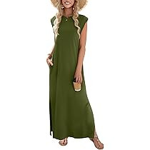 Zeagoo Summer Dresses for Women 2026 Long Maxi Sundresses Loose Split Wrinkle-Free Beach Travel V... | Amazon (US)
