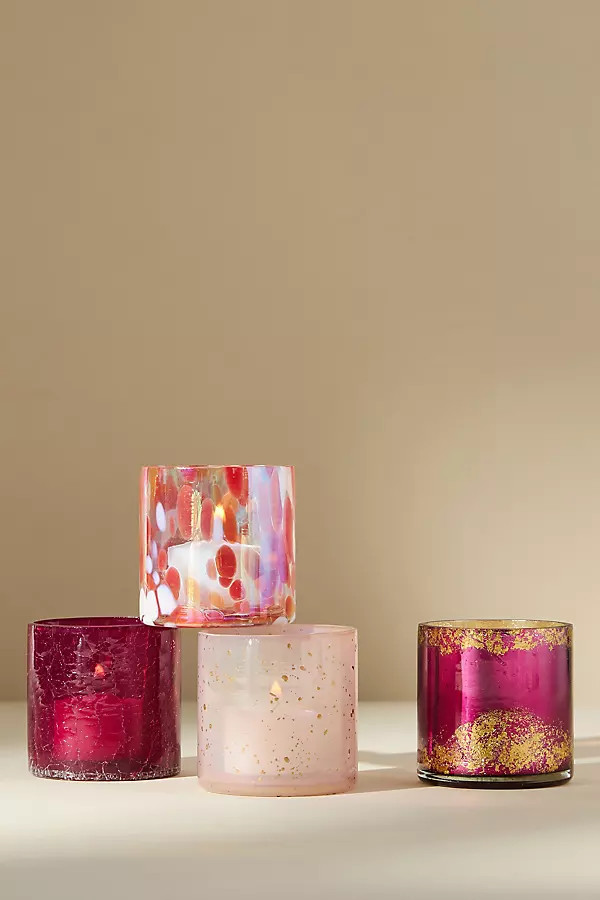 Speckled Glass Votives, Set of 4 By Anthropologie in Pink | Anthropologie (US)