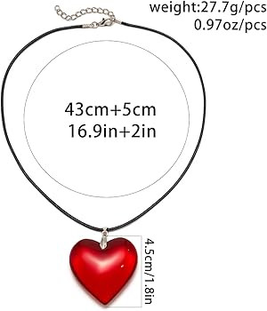 Big Heart Pendant Choker Necklaces - Chunky Glass Puffy Heart Choker Necklace for Women Y2K Grung... | Amazon (US)