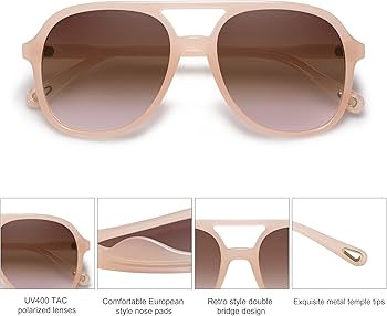 SOJOS Retro Square Polarized Aviator Sunglasses Womens Mens 70s Vintage Double Bridge Sun Glasses... | Amazon (US)