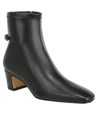 Franco Sarto Women's Flexa Stina Square Toe Zip Short Booties - Tobacco Brown Faux Leather | Macy's