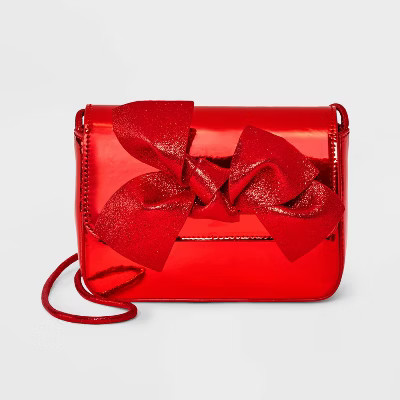 Girls' Glitter Bow Crossbody Bag - Cat & Jack™ Red | Target