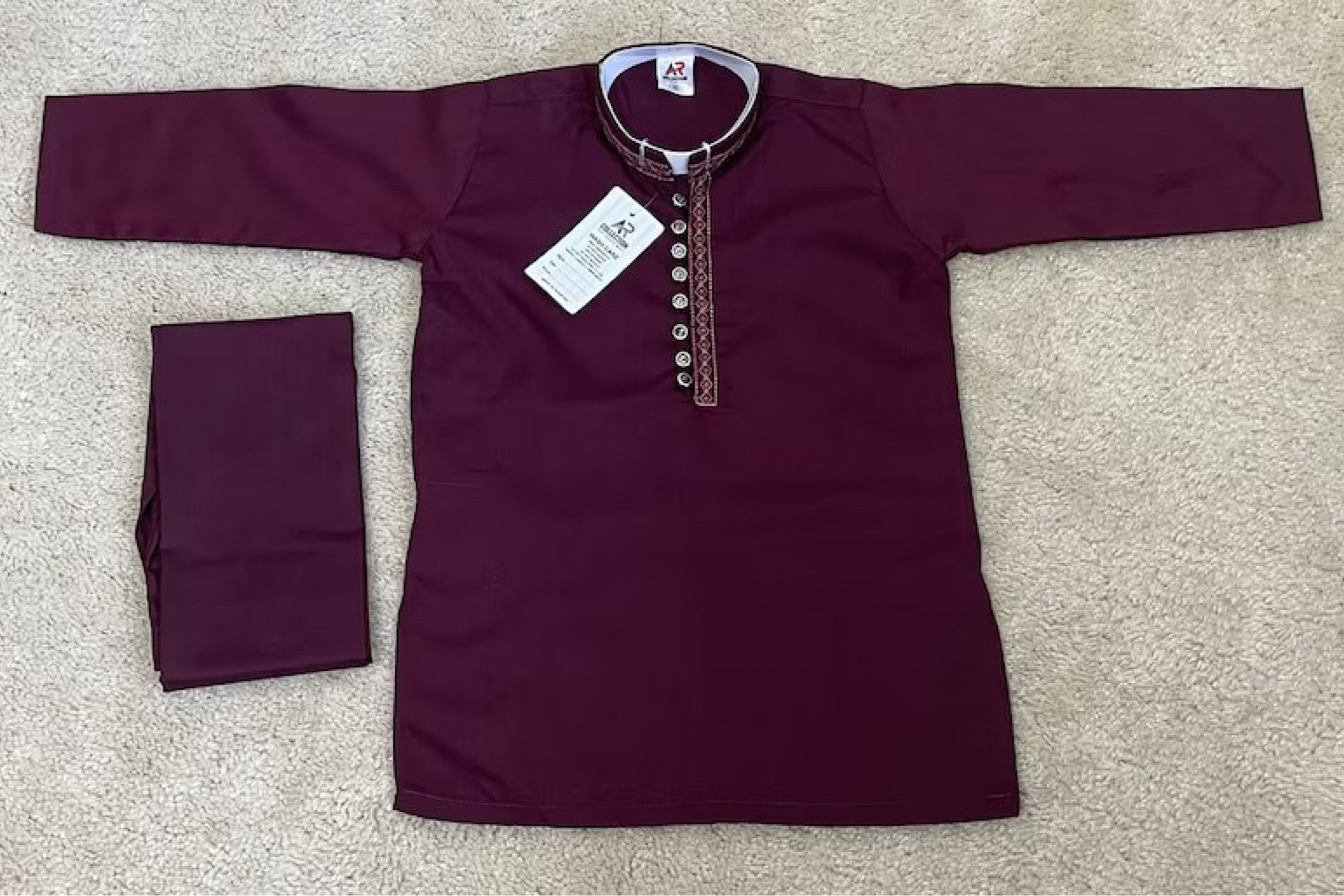 Boy panjabi in burgundy 