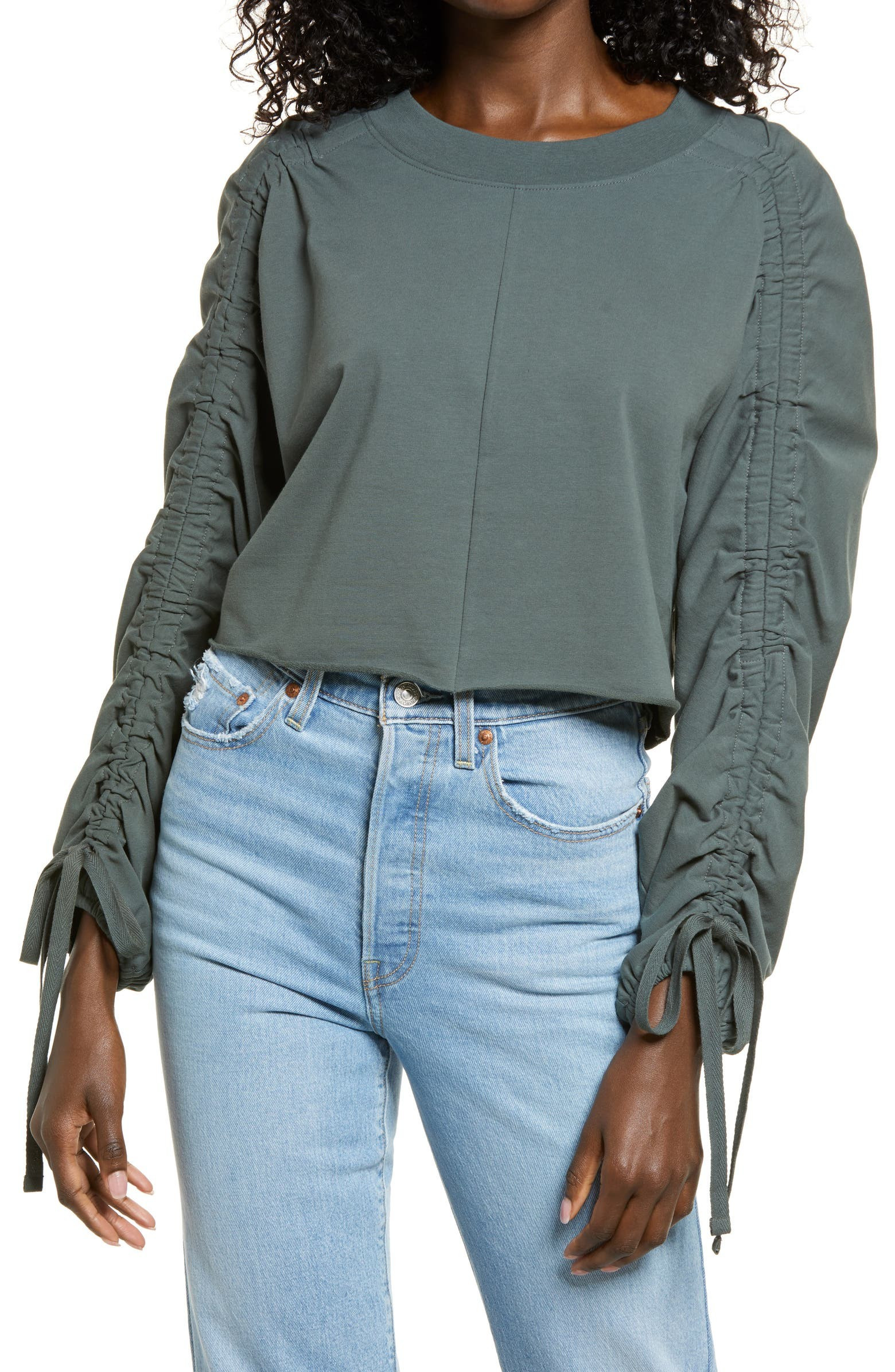 Ruched Sleeve Sweatshirt | Nordstrom | Nordstrom