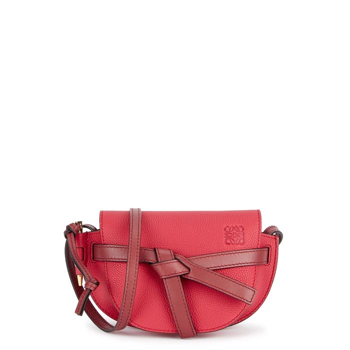 LOEWE Gate Mini Raspberry Leather Saddle Bag | Harvey Nichols (Global)