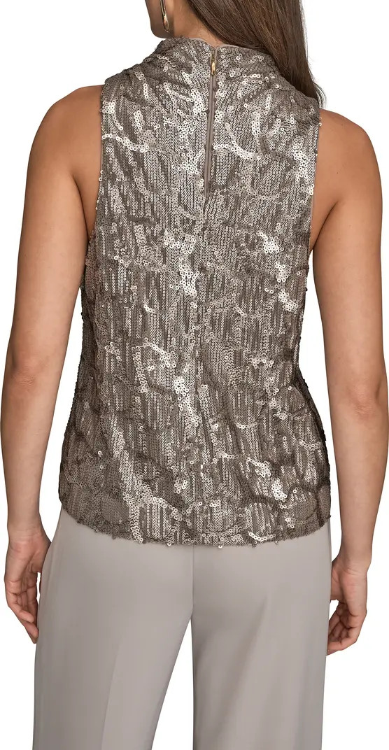 Donna Karan New York Sequin Turtleneck Sleeveless Top | Nordstrom | Nordstrom