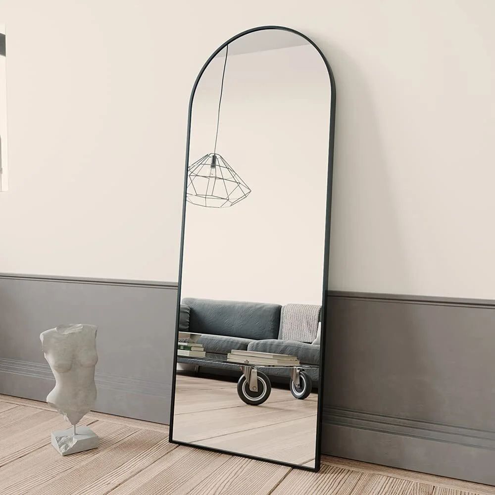 BEAUTYPEAK Arched Full Length Floor Mirror 58"x18" Full Body Standing Mirror,Black - Walmart.com | Walmart (US)