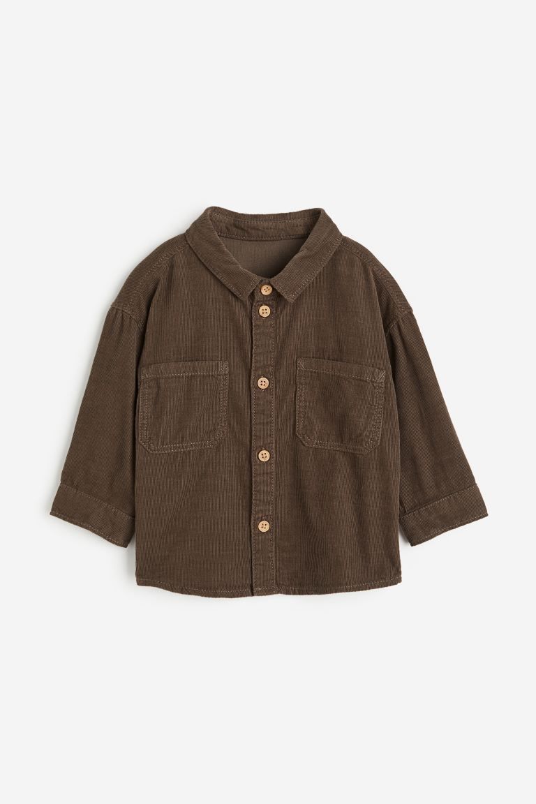 Cotton Corduroy Shirt - Dark green - Kids | H&M US | H&M (US + CA)