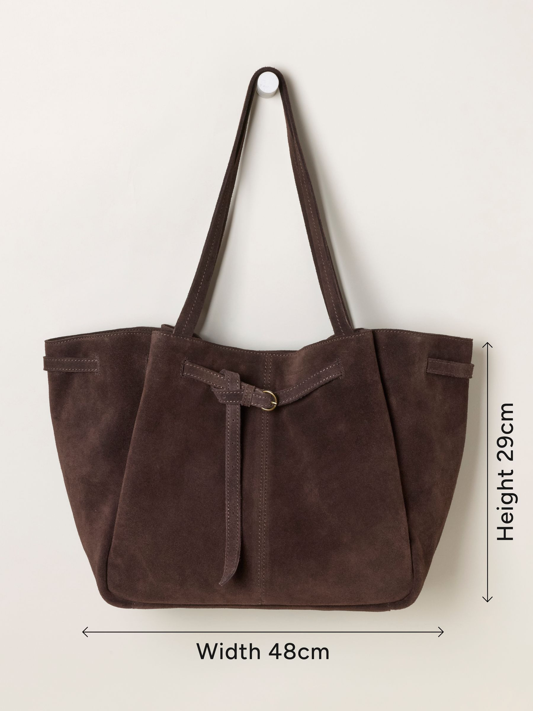 Chocolate Brown Suede Buckle Tote Bag | Fat Face
