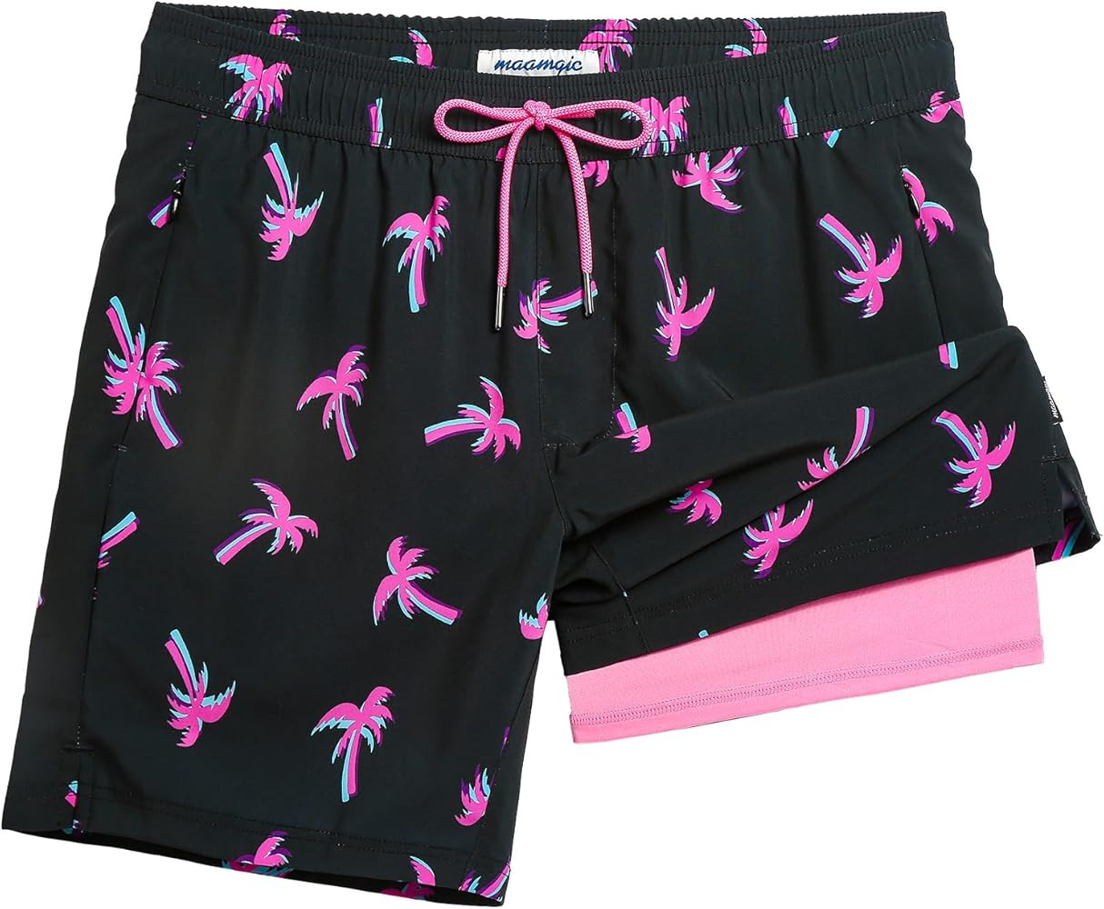 maamgic 2 in 1 Mens Swim Trunks 7 Inch Swim Shorts Swim Suits Board Shorts | Amazon (US)